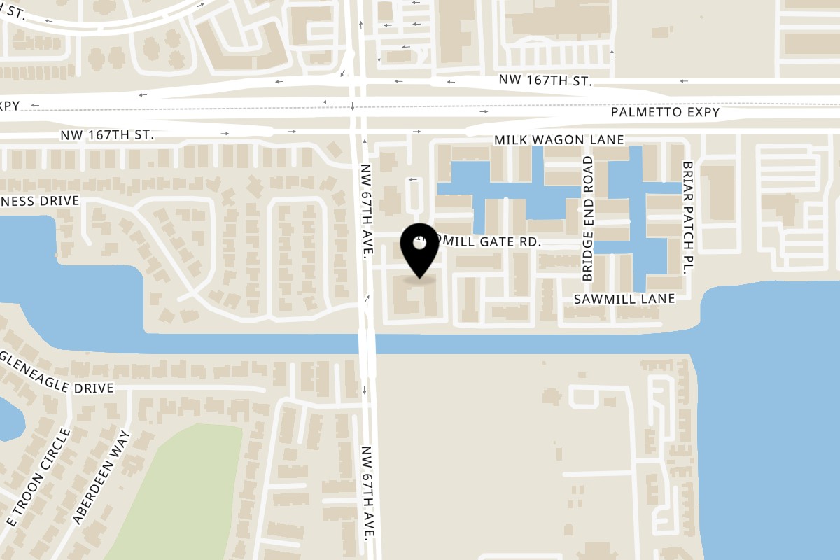 Map showing the location of Vanilla Espresso French Café Miami Lakes on 16395 NW 67th Ave in Miami Lakes