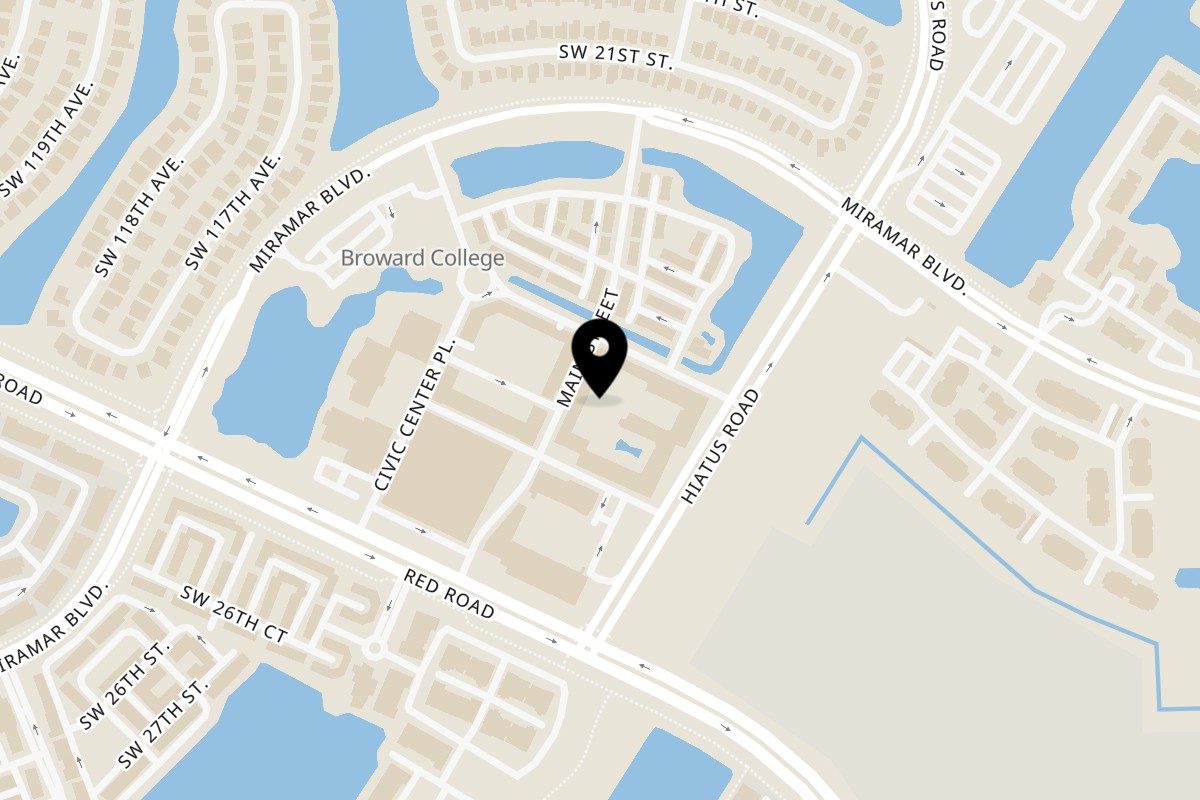 Map showing the location of Vanilla Espresso French Café Miramar on 11679 City Hall Promenade in Miramar
